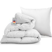 Kassettenbett - Daunen/Federdecke - 135x200cm mit Federkissen 80x80cm