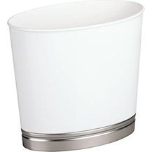 Bild für mDesign Kosmetikeimer Mülleimer Abfalleimer Oval 6 L Kunststoff Weiß / Silber