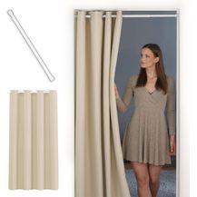 Bild für tinycurtains Türvorhang mit Stange weiß 55-90 cm ohne Bohren