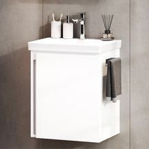 Bild für Planetmöbel Waschtischunterschrank Keramikwaschbecken Badmöbel Set 50cm (Weiß)