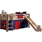 Vipack 'Pino' Halbhochbett natur, inkl. Rutsche, Vorhang 'Bella' und Betttaschen