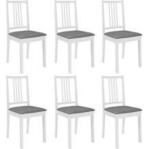 Bild für Esszimmerstühle mit Polstern 6 Stk. Weiß Massivholz [276406]