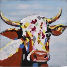 Bild für Wandbild Wanddekoration 3D Metallbild Kuh 80 x 80 cm