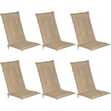 Bild für 6er Set Beautissu Hochlehner Auflage Loft HL 120 x 50 x 6 cm Natur