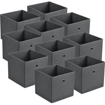 Bild für Faltbox 10er-Set 30 x 30 x 28 cm Vliesstoff Dunkelgrau en. casa
