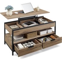 Bild für Vasagle Couchtisch, höhenverstellbarer Wohnzimmertisch, Kaffeetisch, mit Schubladen, offenes Fach,50x100 x (48-63)