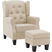 Bild für vidaXL Sessel mit Fußhocker Creme Stoff [320160]