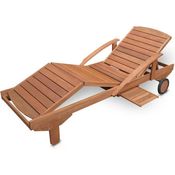Hecht Gartenliege ERA Lounger, Meranti Holz, ausziehbarer Tisch, 4-fach Verstellung