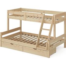 Bild für Etagenbett Everest Naturholz 120x200 / 80x200 cm mit Schubladen Vitalispa