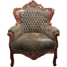 Bild für Casa Padrino Barock Sessel King Braun Lederoptik / Braun 85 x 85 x H. 120 cm