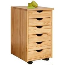 Bild für Inter Link Alpine Living Rollcontainer Bürocontainer Schubladenschrank Büroschrank Kiefer Massivholz Natur lackiert BxHxT: 35 x 65 x 40 cm