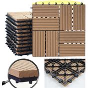WPC Bodenfliese Rhone, Holzoptik Balkon-Terrasse, 11x je 30x30cm 1qm Premium, teak Vierecke