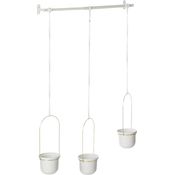 Umbra Triflora Vase, Hängeblumentopf, Wandvase, Blumenampel für Wand-und Deckenanbrinung, Melamin, Metall, Weiss-Messing, 3er Set