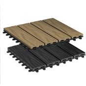 22er-Set WPC Balkonfliesen in Holzoptik mit Relief hellbraun