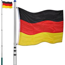 Bild für Fahnenmast Aluminium Teleskop 630cm Bodenhülse 60cm inkl. Deutschlandfahne Flaggenmast Mast Flagge Alu