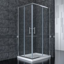 Bild für Duschkabine Duschabtrennung Eckeinstieg mit Schiebetür ESG Klarglas mit Duschtasse 90x120x185cm