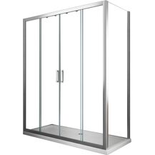 Bild für Duschkabine 6 mm mit Festwand H 190 und 4-Blatt-Tür mit fester zentraler Öffnung 87,5-90 Vordertür 143-148