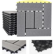 WPC Bodenfliese Rhone, Holzoptik Balkon-Terrasse, 11x je 30x30cm 1qm Basis, grau versetzt