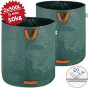 Gardebruk Gartenabfallsack 2 x 500L = 1000L | Gartensack mit Stabilisierungsring | Laubsack wasserabweisend | Gartensäcke faltbar