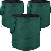 Relaxdays Laubsack selbstaufstellend, 3er-Set, Gartenabfallsack Pop-Up, 85L, Gartensack selbststehend, 46 cm, grün