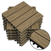 Bild für 11er-Set WPC Balkonfliesen in Holzoptik mit Relief hellbraun