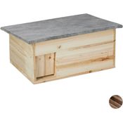 Relaxdays - Igelhaus winterfest, Bausatz, Igelhütte katzensicher, Rattenklappe, Labyrintheingang, HBT 21x46x34 cm, natur