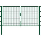 Metallzaun Doppeltor für Doppelstabmatte grün 180 cm x 300 cm