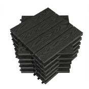 WPC Terrassenfliesen in Holzoptik, Bodenbelag mit Klicksystem, 11 Stück anthrazit