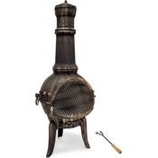 Deuba Terrassenofen aus Gusseisen Schürhaken 28kg Funkenfluggitter Gartenofen Gartenkamin Feuerstelle