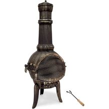 Bild für Deuba Terrassenofen aus Gusseisen Schürhaken 28kg Funkenfluggitter Gartenofen Gartenkamin Feuerstelle