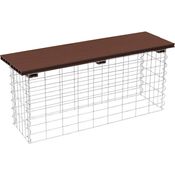 ESTEXO Gabionenbank Gabionen Sitzbank 100x30x43cm Gartenbank WPC Draht Bank dunkelbraun