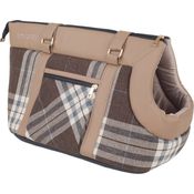 amiplay Hunde-Transportbox Kent, Hundetragetasche KENT - strapazierfähige Transporttasche aus karierter Stoff und Kunstleder, für kleine und mittelgroße Hunde, klassisches Design