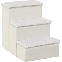 Bild für PawHut Haustiertreppe Katzentreppe Hundetreppe Faltbar 3 Stufen Tiertreppe mit Stauraum für Katzen und Hunde MDF Weiß 40 x 54 x 48 cm