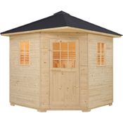 Artsauna Gartensauna Eldur mit 8 kW Ofen, Beleuchtung & Zubehör – Saunahaus aus Fichtenholz – Außensauna für 5 Personen – Outdoor Sauna 200x200x256 cm