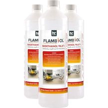 Bild für 3 x 1 L FLAMBIOL® Bioethanol 96,6% Premium für Ethanol Kamin, Ethanol Feuerstelle, Ethanol Tischfeuer und Bioethanol Kamin (3 x 1 L)