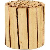 Relaxdays Blumenhocker, Holz, rund, naturbelassen, für Blumentöpfe, Blumenkübel, Blumenständer HxD: 20,5 x 20 cm, natur