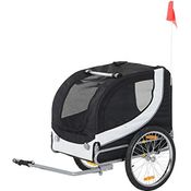 Pawhut Hundeanhänger Fahrradanhänger Hundetransporter Hunde Fahrrad Anhänger Weiß+Schwarz 130 x 73 x 90 cm