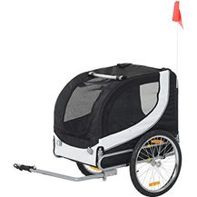 Bild für Pawhut Hundeanhänger Fahrradanhänger Hundetransporter Hunde Fahrrad Anhänger Weiß+Schwarz 130 x 73 x 90 cm