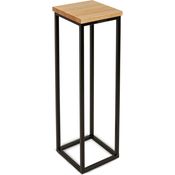 holz4home® Blumenständer Dekoständer aus Eichenholz Massiv Natur Geölt I Dekosäule Stahlrahmen, Loft- und Industriestil