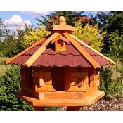 Holzdekoladen Vogelhaus mit Bitumenschindeln Typ 4 (rot)