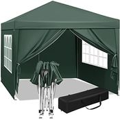 WOLTU Pavillon Pop-Up wasserdichter Faltpavillon Sonnenschutz Event Pavillon mit Seitenwänden Gartenpavillon auf Terrasse Camping Festival Pagodenzelt aus Oxford Metallrahmen 3 x 3 m Grün