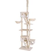 lionto Kratzbaum XXL Kletterbaum Katzenkratzbaum Katzenbaum höhenverstellbar 230-250 cm, beige/weiß