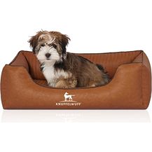 Bild für Knuffelwuff Orthopädisches Hundebett Hundesofa Hundekissen Hundekorb Chesapeake aus Laser gestepptem marmoriertem Kunstleder M-L 85 x 63cm Rusty