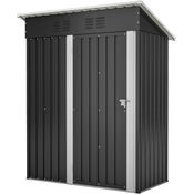 Thanaddo Geräteschuppen Gerätehaus 152 x 84 x 182 cm, 1,5m³ Stauraum wetterfest Gartenschuppen aus Metall, Anthrazit - Pultdach, Belüftungslöcher, Abschließbare Tür