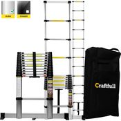 Craftfull Alu Teleskopleiter Anlege Leiter Aluleiter Stehleiter Mehrzweckleiter (3.8 Meter)