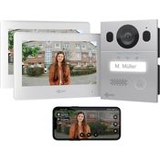 Goliath Intercom Goliath Basic Line 2-Draht Video-Türsprechanlage, FullHD, App-Anbindung, Weiß/Silber, mit 7 Zoll Touchscreen und Nachtsicht