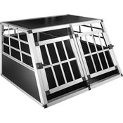 Petigi Hundebox Hundetransportbox Auto Alu 89 x 69 x 50 cm Aluminium Kofferraum Transport Box für Hund Dog Autobox Haustier Käfig