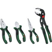 Bosch Zangen-Set, 4-teilig (160mm Seitenschneider, 180mm Kombinationszange, 180mm Spitzzange, 250mm Wasserpumpenzange; ergonomischer Softgrip)