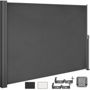 Casaria Seitenmarkise 160-180 x 300 cm Ausziehbar Blickdicht Wasserabweisend Sonnenschutz Markise Balkon Terrasse Garten Seitenrollo Anthrazit Creme