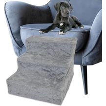 Bild für TRUTZHOLM Haustiertreppe 3 Stufen 46x36x35 cm 75 kg Tragkraft waschbarer Plüschbezug niedrige Stufenhöhe 11,5 cm grau robuste Hundetreppe Katzentreppe Hunderampe gelenkschonend